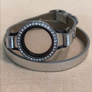 Silver wrap bracelet with locket